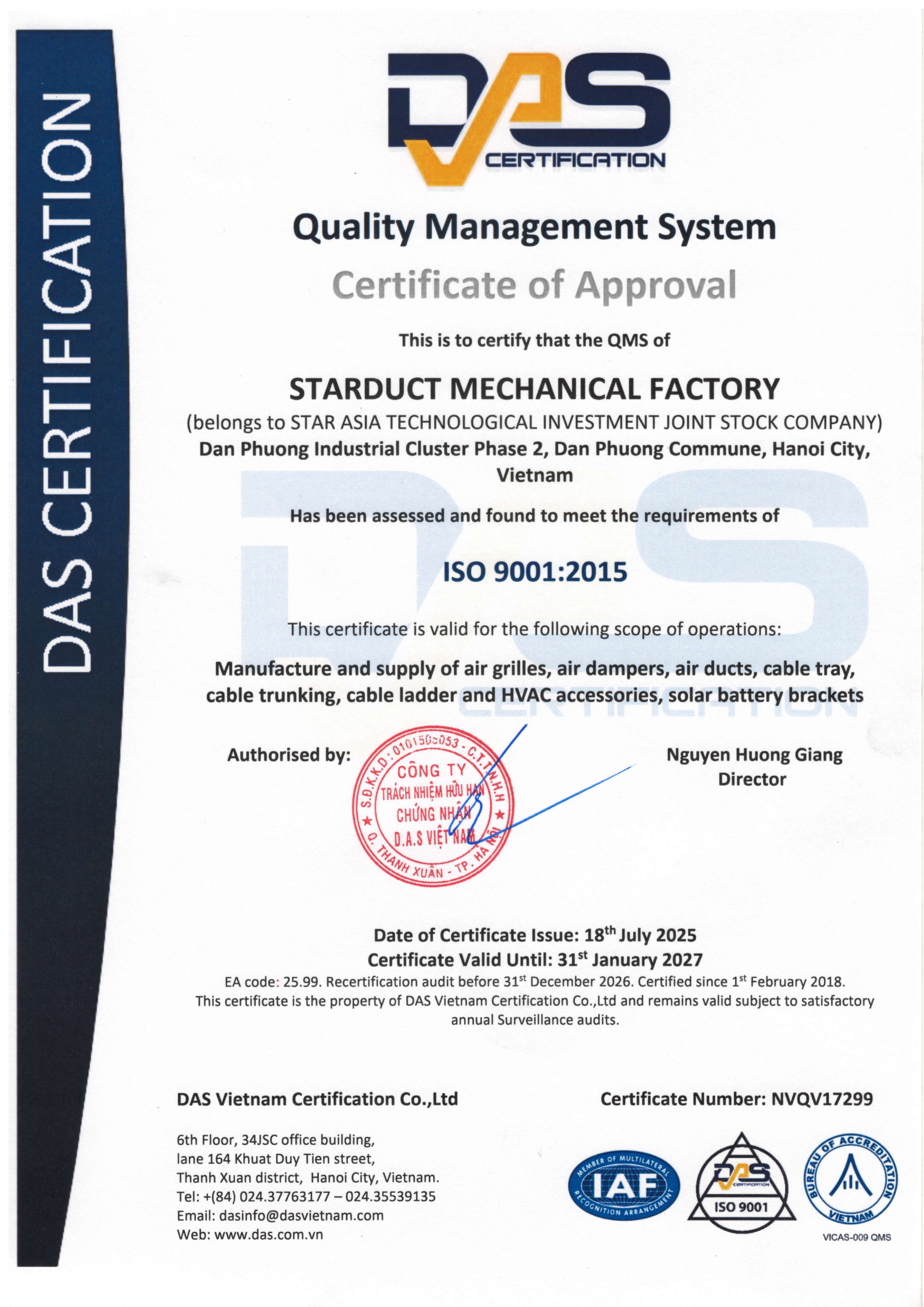 Chứng nhận ISO 9001-2015 (Tiếng Anh)